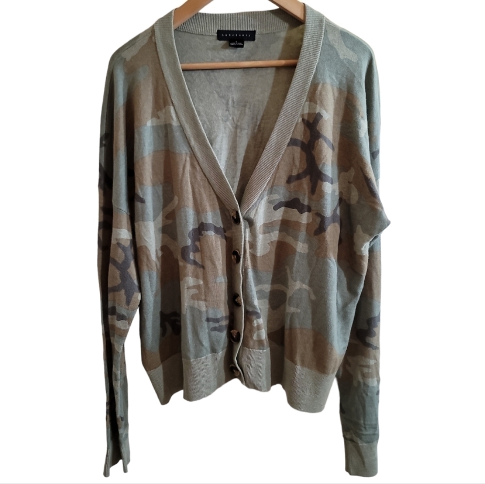 Sanctuary Camo Let's Hang Cardigan Large - Picture 2 of 6